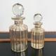 2 Flacons De Toilette Cristal Décor Facetté Doré Baccarat Ou Saint Louis Xixème