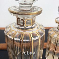 2 Flacons De Toilette Cristal Décor Facetté Doré Baccarat ou Saint Louis XIXème