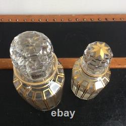 2 Flacons De Toilette Cristal Décor Facetté Doré Baccarat ou Saint Louis XIXème