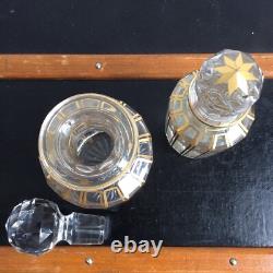 2 Flacons De Toilette Cristal Décor Facetté Doré Baccarat ou Saint Louis XIXème