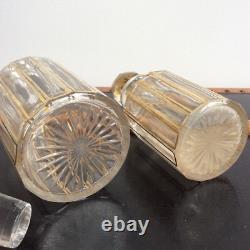 2 Flacons De Toilette Cristal Décor Facetté Doré Baccarat ou Saint Louis XIXème