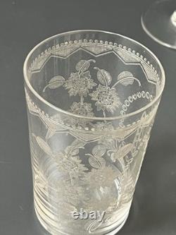 2 Verres en Cristal Gravé Monogramme M Saint Louis Baccarat