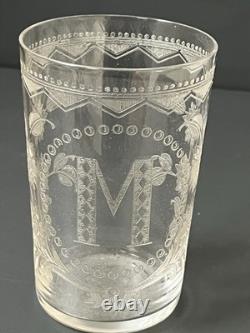 2 Verres en Cristal Gravé Monogramme M Saint Louis Baccarat