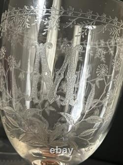 2 Verres en Cristal Gravé Monogramme M Saint Louis Baccarat