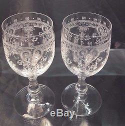 2 verre (mariage) à vin tête à tête cristal gravé curs Baccarat ou Saint Louis