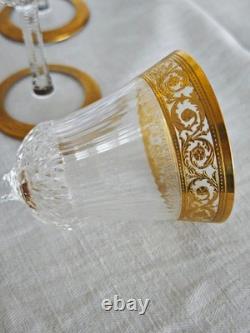 2x Verres à vin en cristal Saint Louis serie Thistle Chardon doré or 24 Carat