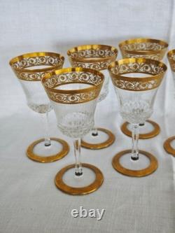2x Verres à vin en cristal Saint Louis serie Thistle Chardon doré or 24 Carat