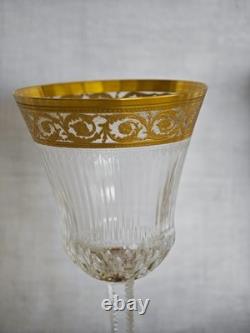 2x Verres à vin en cristal Saint Louis serie Thistle Chardon doré or 24 Carat