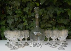 3398 baccarat saint louis service à liqueur de mariage gravé roue cristal