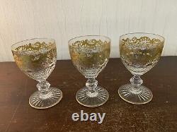 3 verres à vin rouge modèle Trianon OR cristal de Saint Louis (prix à la pièce)