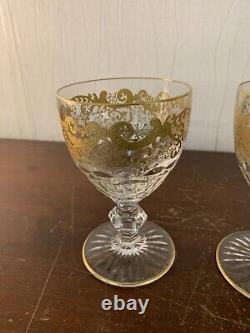 3 verres à vin rouge modèle Trianon OR cristal de Saint Louis (prix à la pièce)