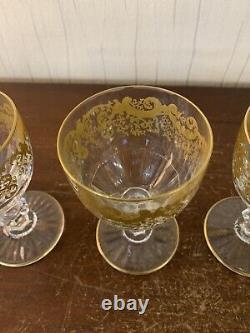 3 verres à vin rouge modèle Trianon OR cristal de Saint Louis (prix à la pièce)