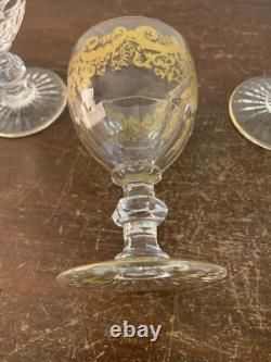 3 verres à vin rouge modèle Trianon OR cristal de Saint Louis (prix à la pièce)