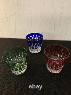 3 verres à whisky modèle Tommy couleur en cristal Saint Louis (prix à la pièce)