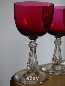 4 ANCIENS VERRES A VIN CRISTAL BACCARAT ST LOUIS DOUBLER COLORER ROUGE 12,5 cm