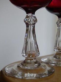 4 ANCIENS VERRES A VIN CRISTAL BACCARAT ST LOUIS DOUBLER COLORER ROUGE 12,5 cm