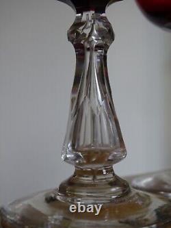 4 ANCIENS VERRES A VIN CRISTAL BACCARAT ST LOUIS DOUBLER COLORER ROUGE 12,5 cm