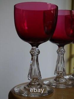 4 ANCIENS VERRES A VIN CRISTAL BACCARAT ST LOUIS DOUBLER COLORER ROUGE 12,5 cm