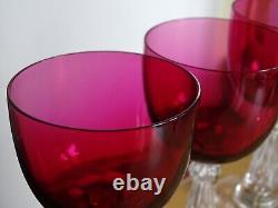 4 ANCIENS VERRES A VIN CRISTAL BACCARAT ST LOUIS DOUBLER COLORER ROUGE 12,5 cm
