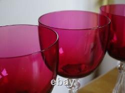 4 ANCIENS VERRES A VIN CRISTAL BACCARAT ST LOUIS DOUBLER COLORER ROUGE 12,5 cm