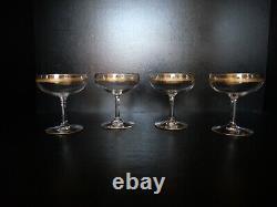 4 Ancienne coupes à champagne verres en cristal crystal et Or gold Saint Louis