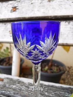4 anciens verres en cristal Taillé St Louis Baccarat couleur double bleu