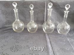 4 carafes à vin en cristal vers 1930 Saint Louis Baccarat
