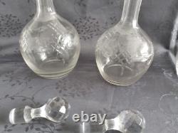 4 carafes à vin en cristal vers 1930 Saint Louis Baccarat