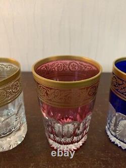 4 verres à thé overlay doré en cristal de Saint Louis (prix des 4 verres)