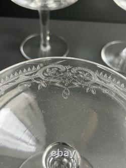 5 Coupe À Champagne En Cristal Gravé Baccarat Saint Louis