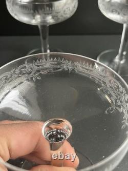 5 Coupe À Champagne En Cristal Gravé Baccarat Saint Louis