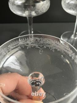 5 Coupe À Champagne En Cristal Gravé Baccarat Saint Louis