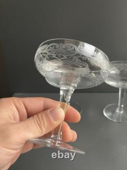 5 Coupe À Champagne En Cristal Gravé Baccarat Saint Louis