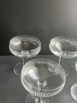 5 Coupe À Champagne En Cristal Gravé Baccarat Saint Louis