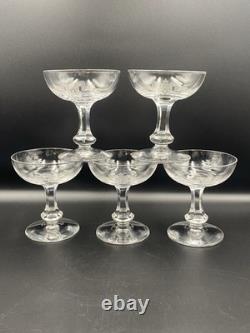 5 Coupes À Champagne Cristal De Saint-Louis Modèle Océan 1893 Monogrammés AH TBE