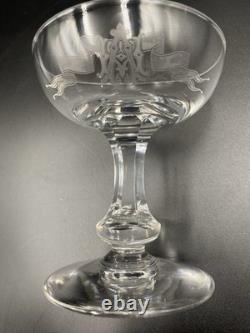 5 Coupes À Champagne Cristal De Saint-Louis Modèle Océan 1893 Monogrammés AH TBE