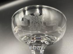 5 Coupes À Champagne Cristal De Saint-Louis Modèle Océan 1893 Monogrammés AH TBE