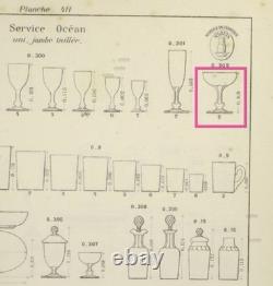 5 Coupes À Champagne Cristal De Saint-Louis Modèle Océan 1893 Monogrammés AH TBE