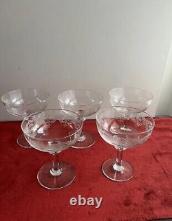 5 Coupes À Champagne En Cristal Grave St Louis Baccarat
