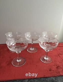 5 Coupes À Champagne En Cristal Grave St Louis Baccarat