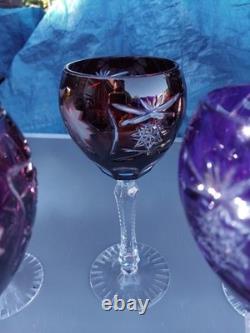 5 Grands Verres De Couleurs En Cristal.st Louis
