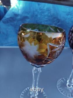 5 Grands Verres De Couleurs En Cristal.st Louis