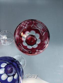 5 Grands Verres De Couleurs En Cristal.st Louis