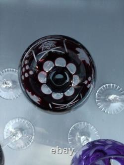 5 Grands Verres De Couleurs En Cristal.st Louis
