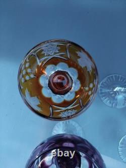 5 Grands Verres De Couleurs En Cristal.st Louis