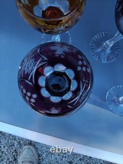 5 Grands Verres De Couleurs En Cristal.st Louis