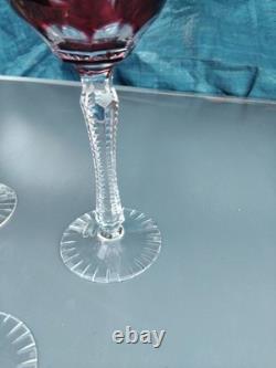 5 Grands Verres De Couleurs En Cristal.st Louis