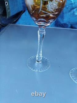 5 Grands Verres De Couleurs En Cristal.st Louis