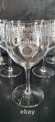 5 Verres Ballons Cristal SAINT-LOUIS Service MADRID Couronnes de Laurier Gravées