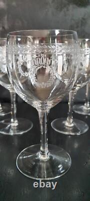 5 Verres Ballons Cristal SAINT-LOUIS Service MADRID Couronnes de Laurier Gravées